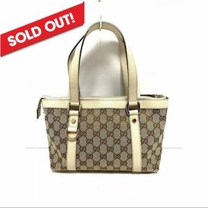 GUCCI Handbag Mini Tote w/ GG Supreme & Beige Trim